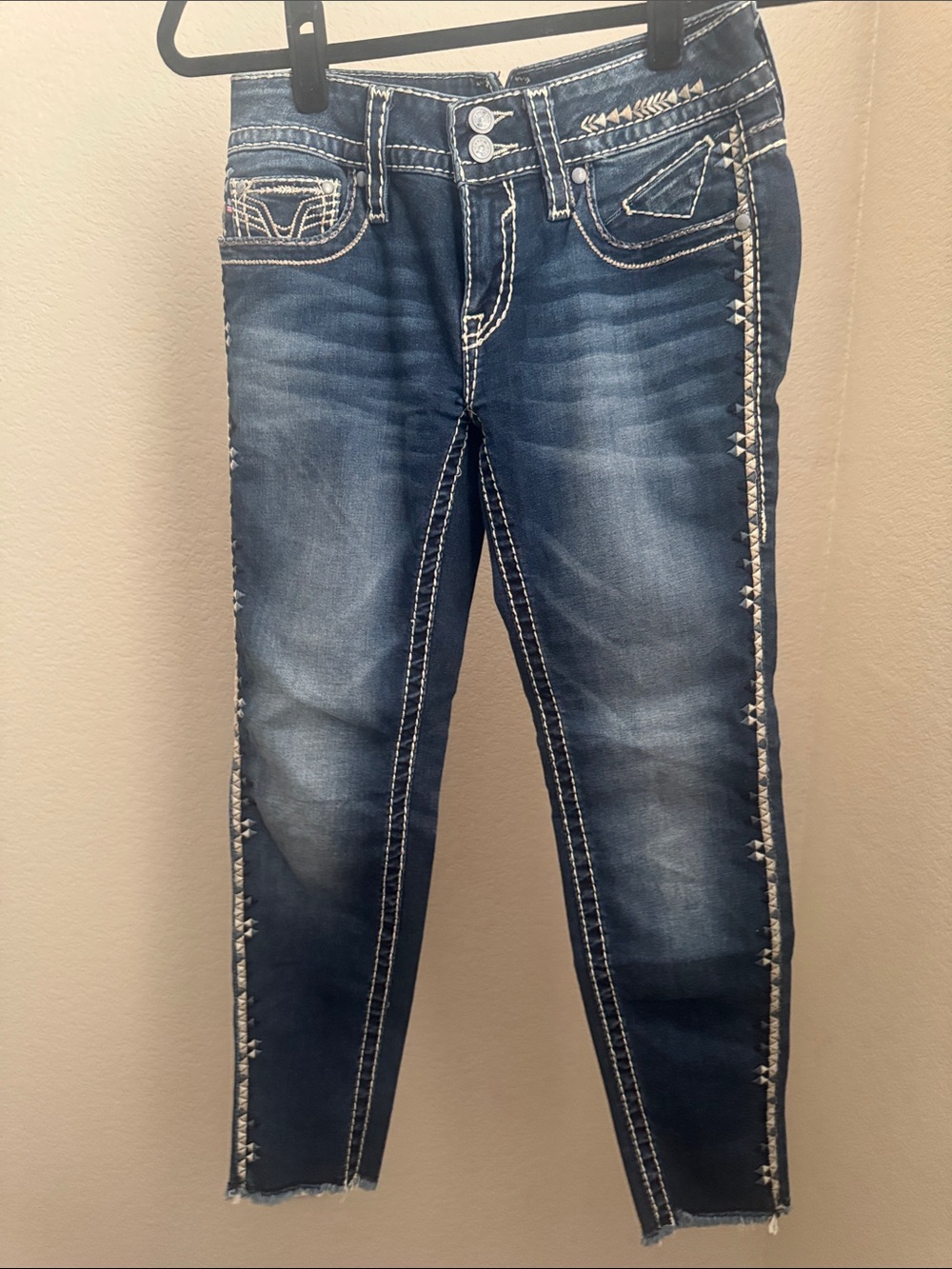 Vigoss Dark Blue Skinny Jeans with White Contrast Stitching